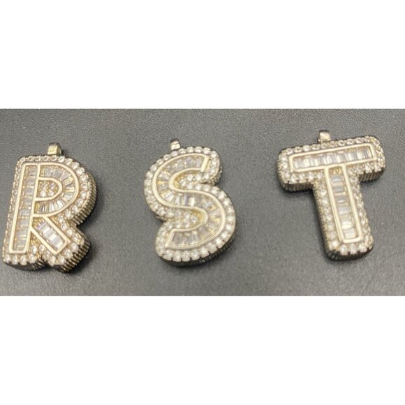 Lot of 8 Mini Iced Out Letter Charms Rhinestone Hip Hop .75" A E E L L R S T - Picture 3 of 5
